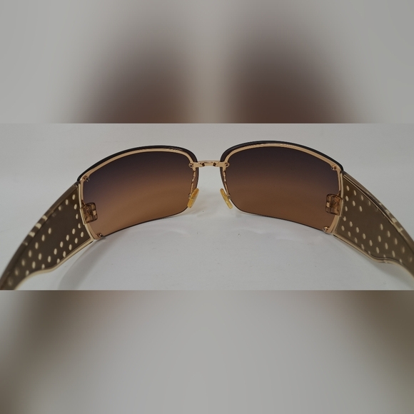 Dior Women's Sunglasses Quadrillee Brown Gold Vintage Y2K OHSR1 71-13-130 - Picture 15 of 16